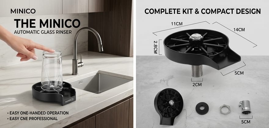 Ultra-Pressure Automatic Glass Rinser for Kitchen Sinks