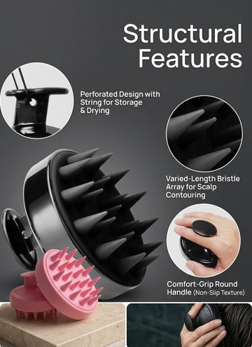 Professional Silicone Scalp Massager & Exfoliator – Deep Cleanse, Anti-Slip Grip, Set of 3