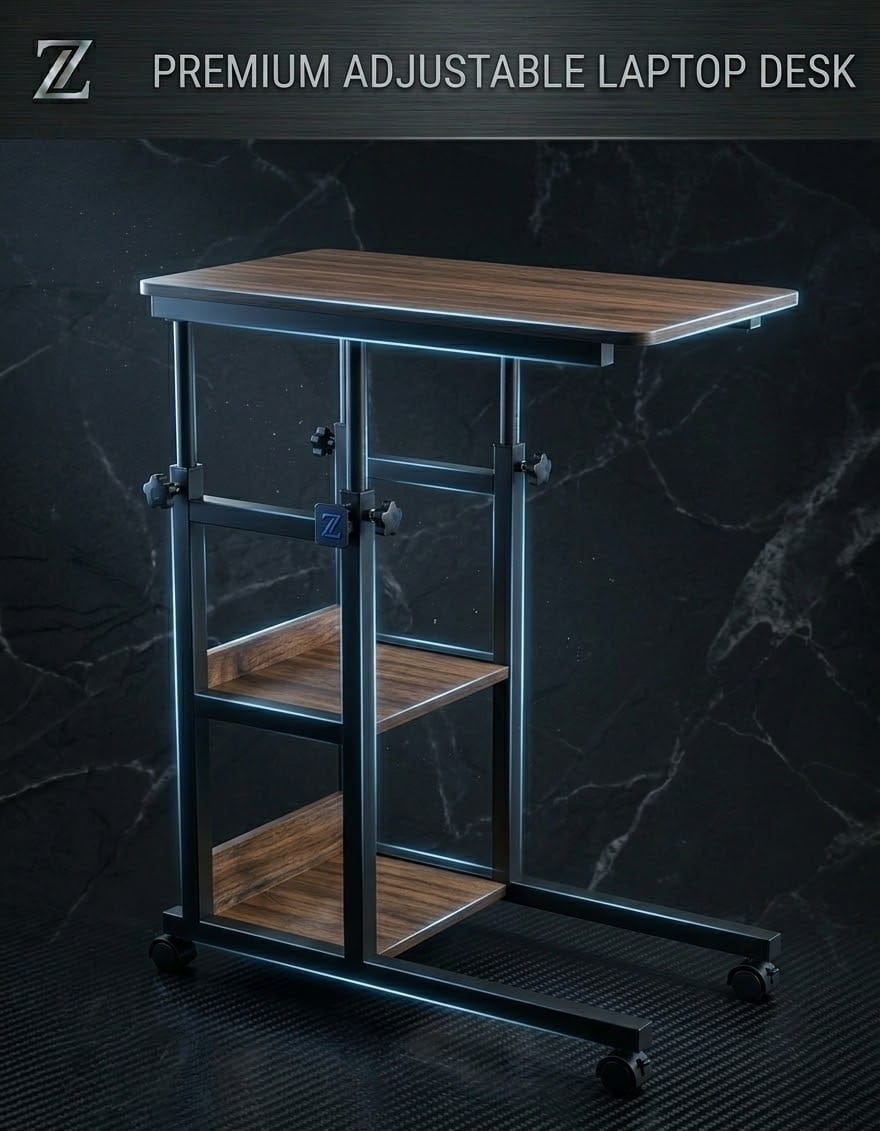 Modern Ergonomic Bedside Laptop Table - Compact & Mobile Design
