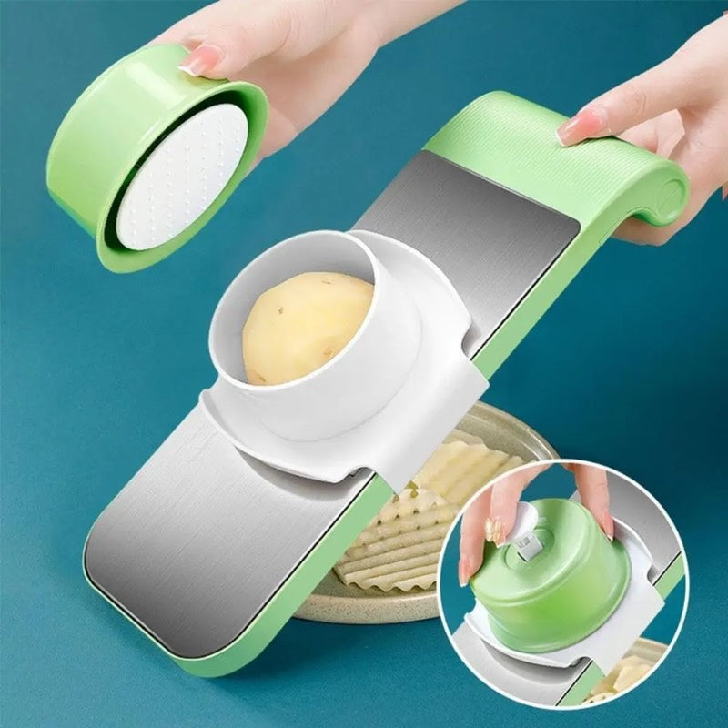 5-Blade Multifunctional Vegetable Cutter & Grater | Manual Kitchen Slicer, Chopper & Julienne Tool – Minico.store